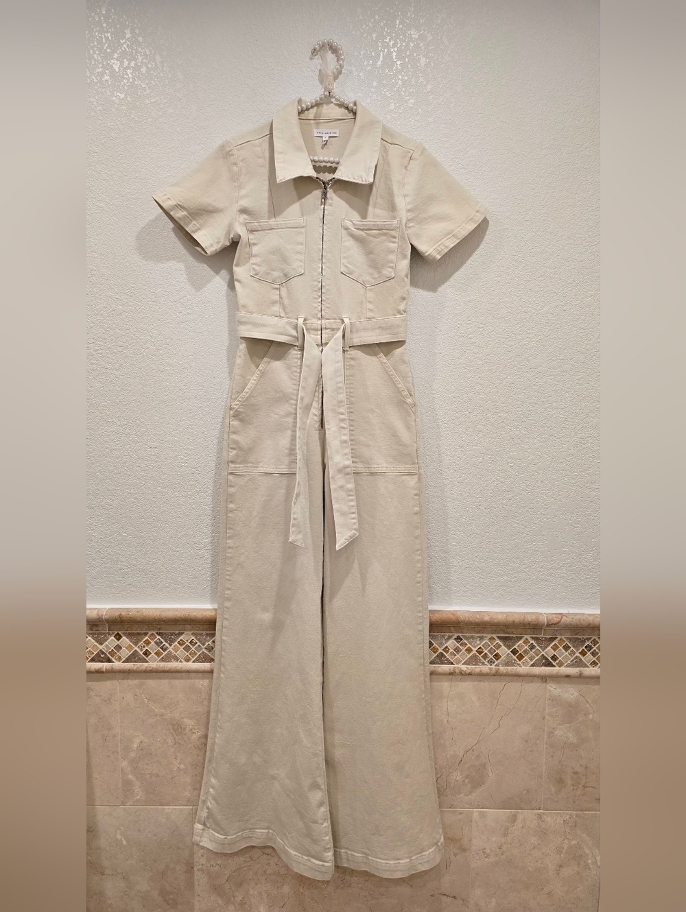 Good American Day and Night Belted Jumpsuit Size 1=S In Bone001 - Picture 4 of 12